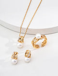 Sterling silver natural pearl and zirconia necklace