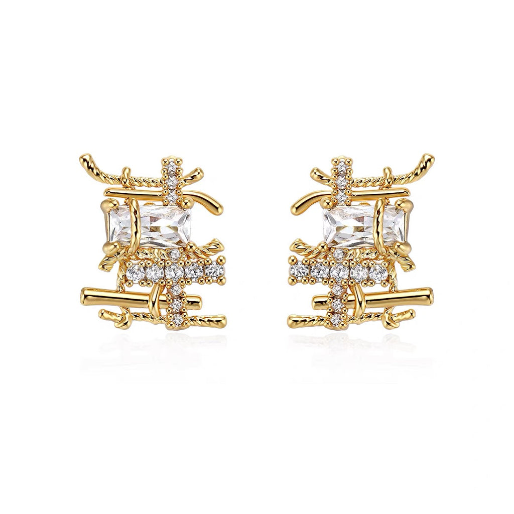 Textured cubic zirconia stud earrings