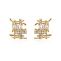Textured cubic zirconia stud earrings