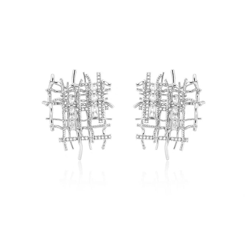 Textured handwoven statement earrings