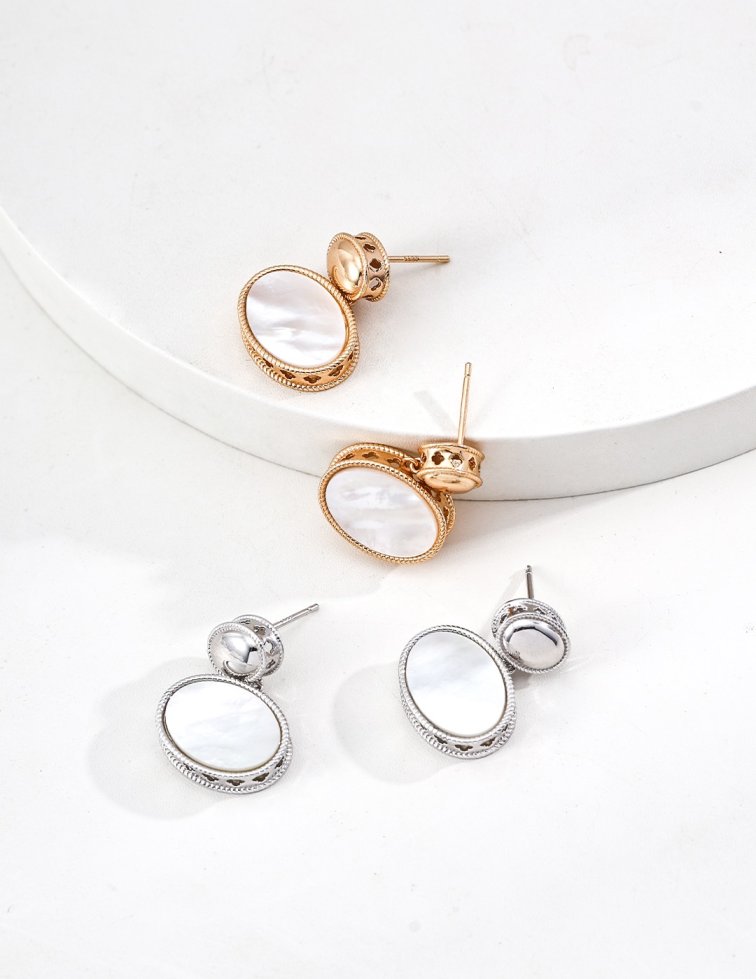 Vintage gold mother-of-pearl earrings