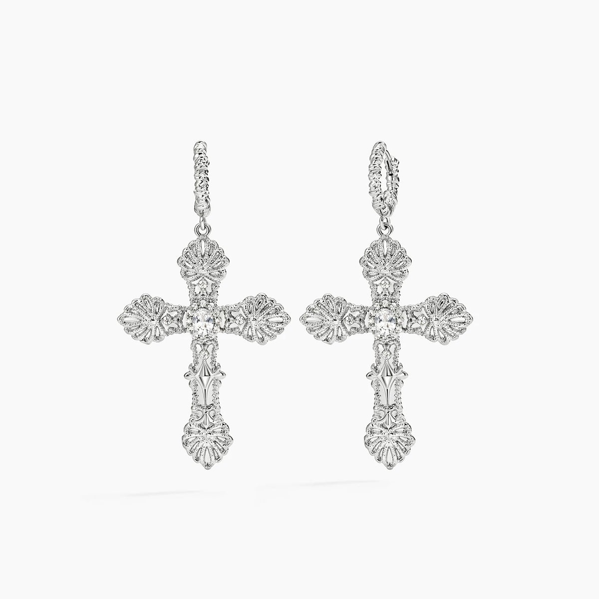 Vintage Relief Cross Earrings