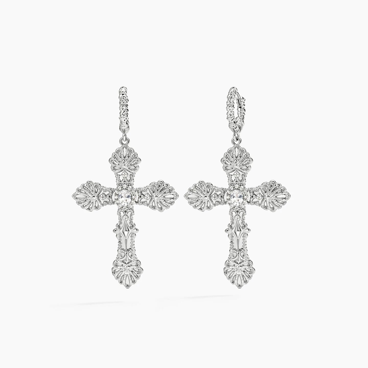 Vintage Relief Cross Earrings