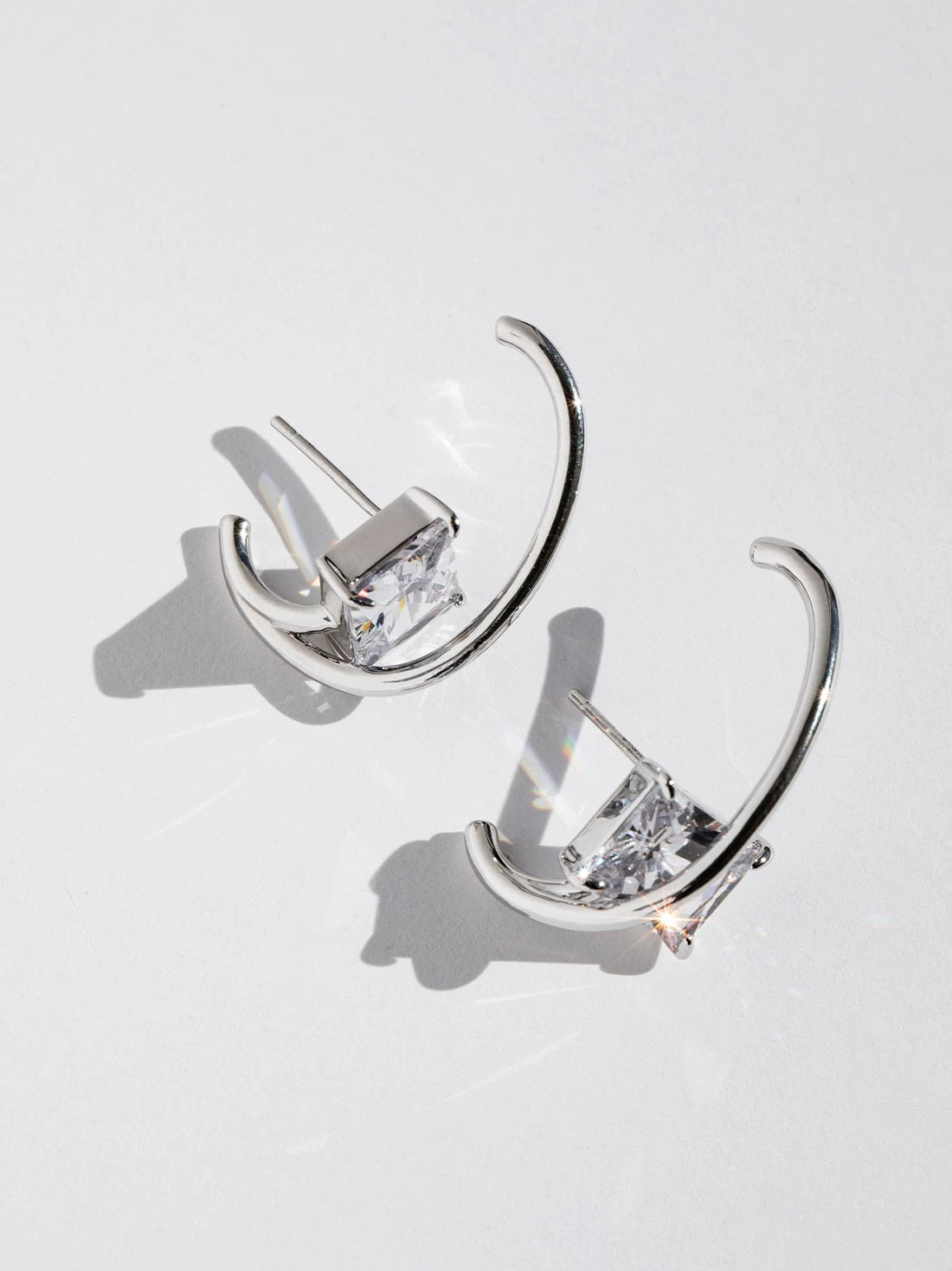 White gold plated zirconia stud earrings