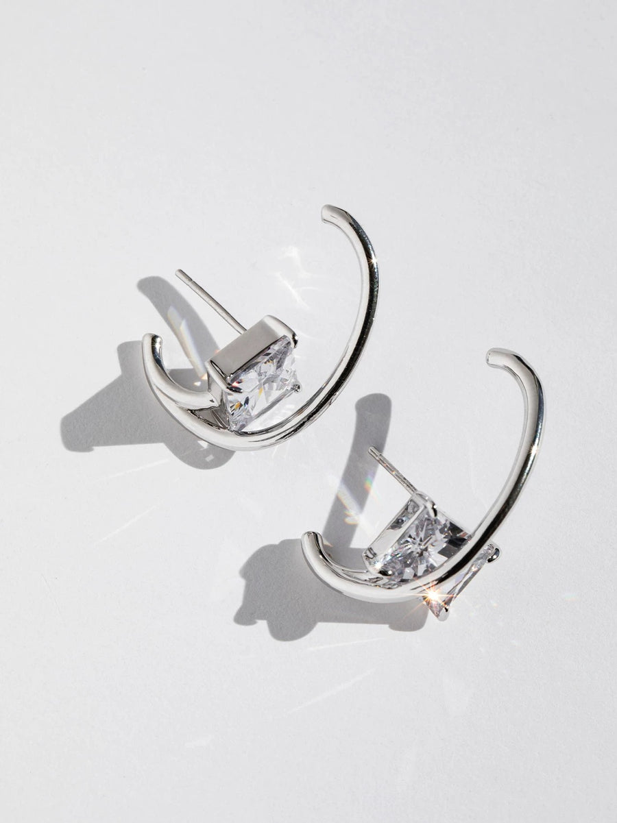 White gold plated zirconia stud earrings