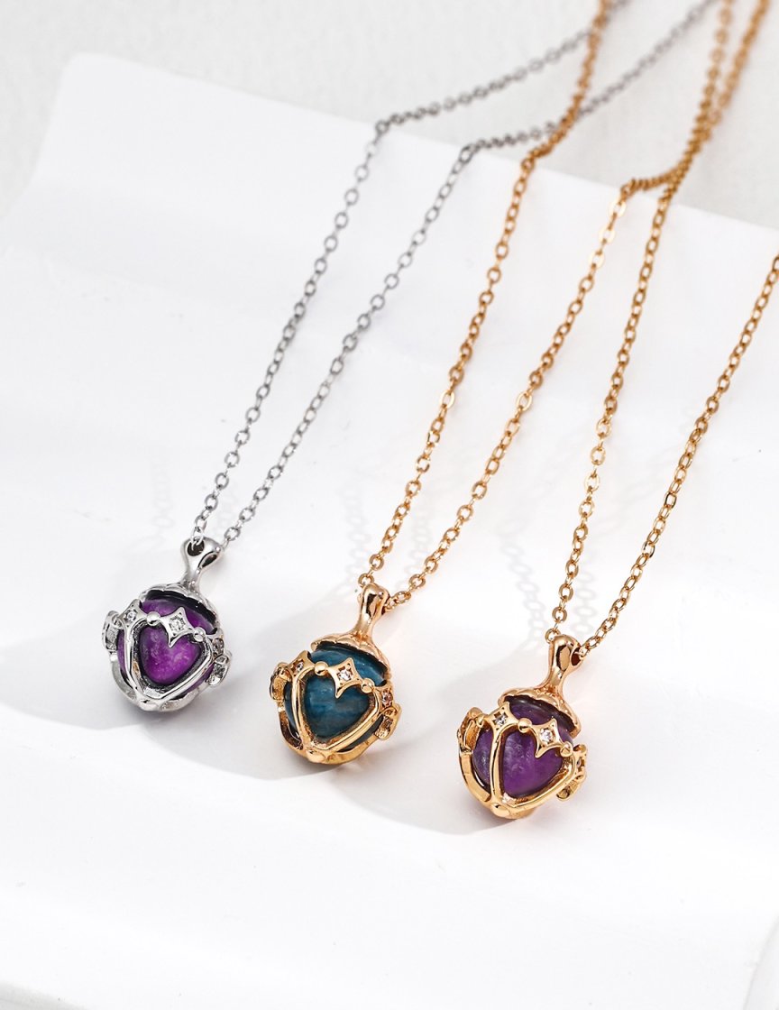 White gold sterling silver amethyst necklace