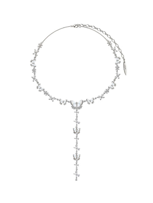 White mother-of-pearl butterfly necklace