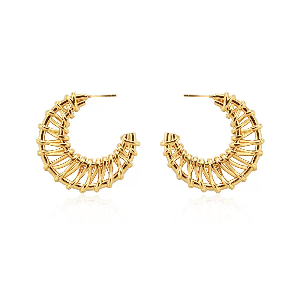 Woven earrings with high gloss finish