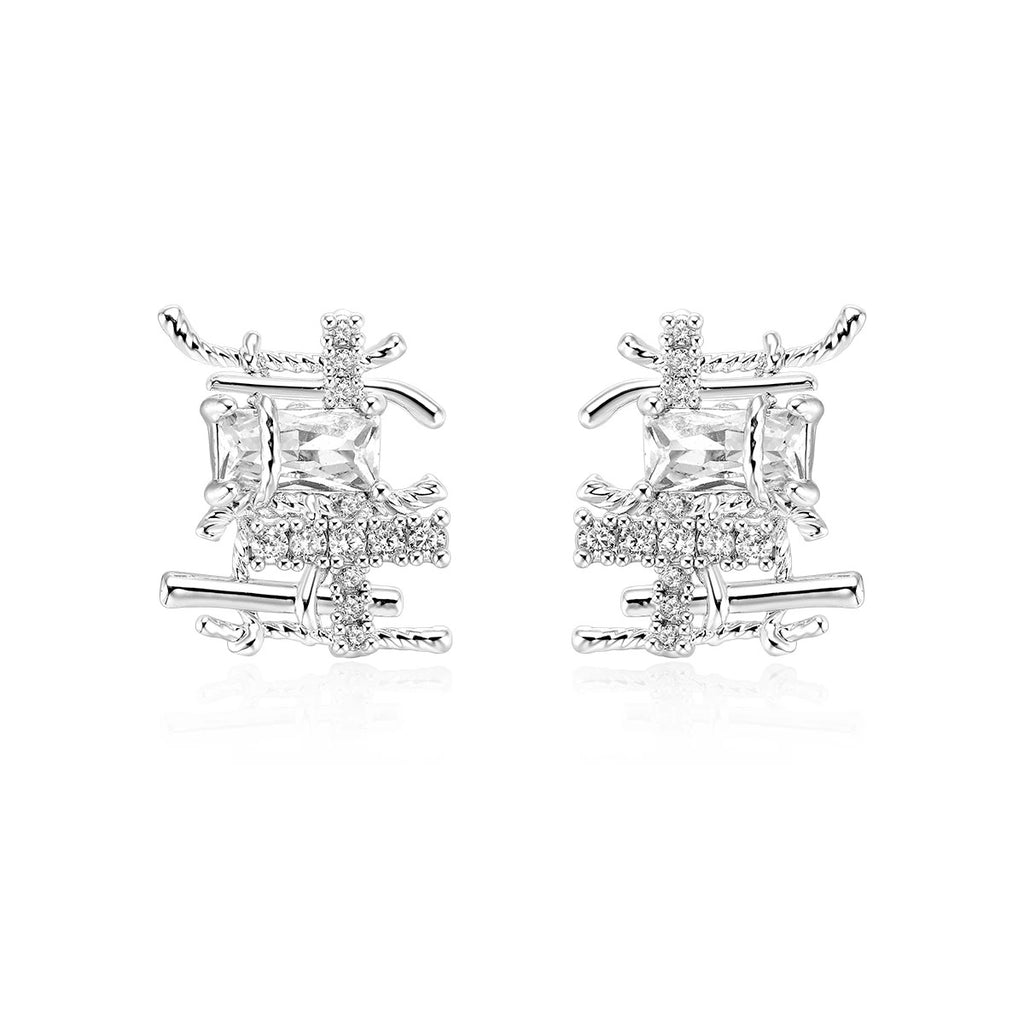 Woven metal earrings with sterling silver posts