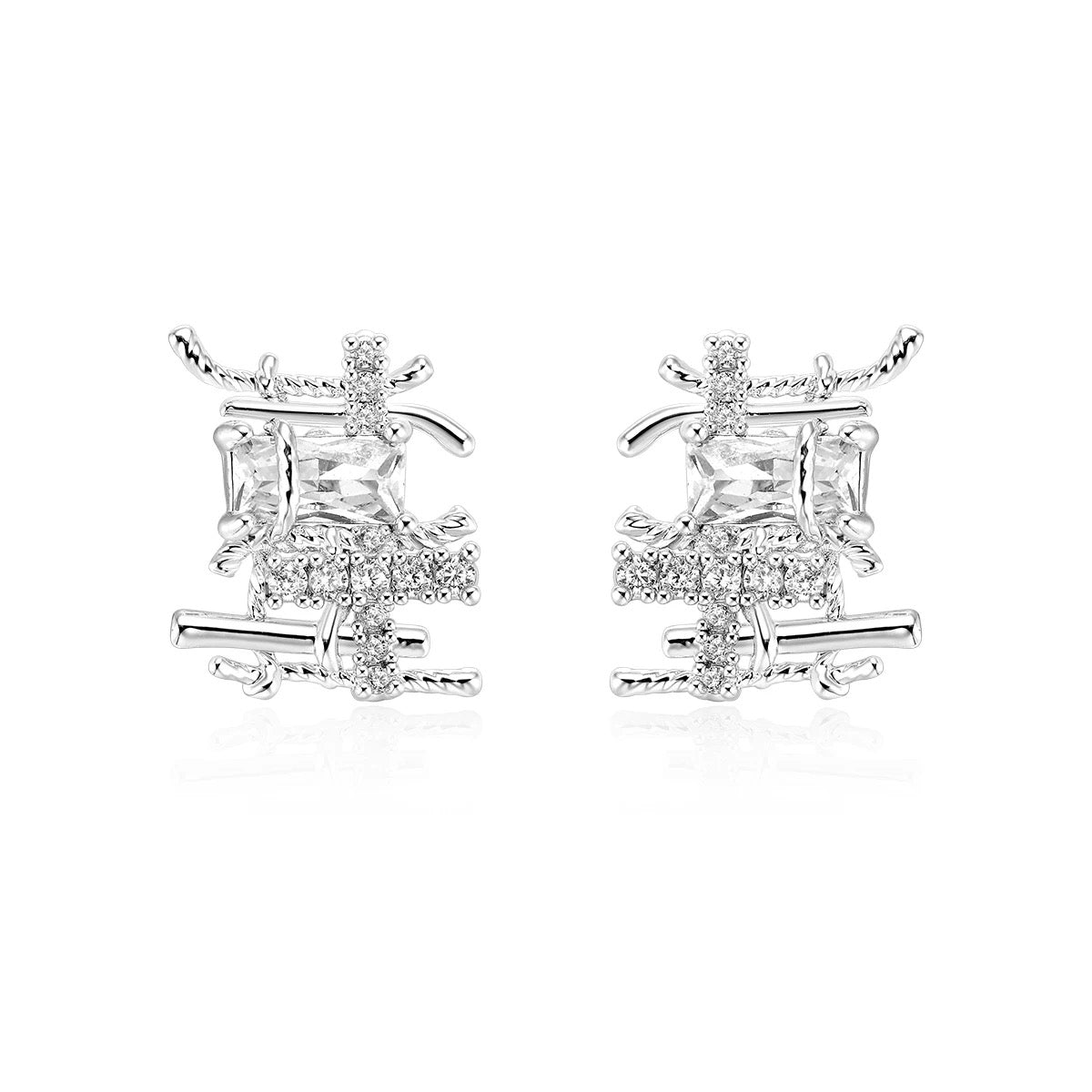 Woven metal earrings with sterling silver posts