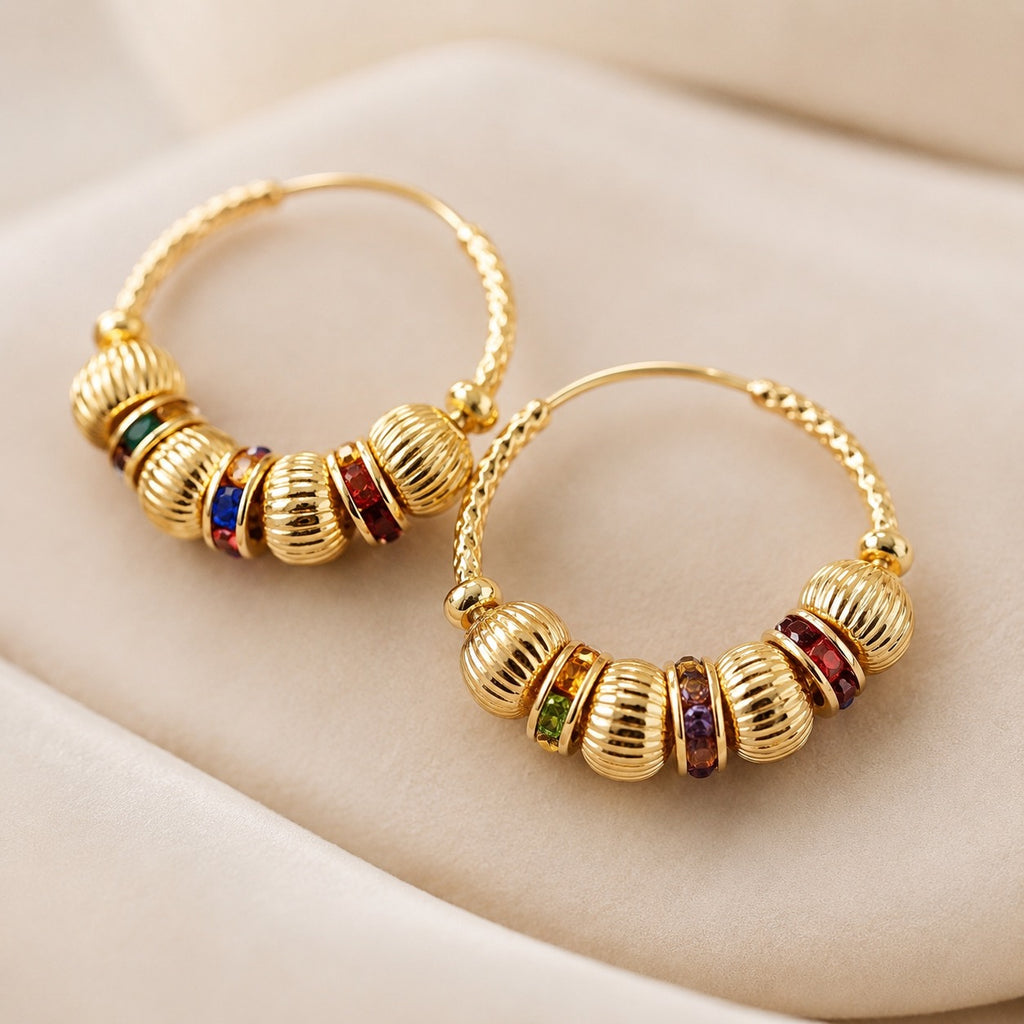 Aurelia Bead Hoop Earrings close detail view