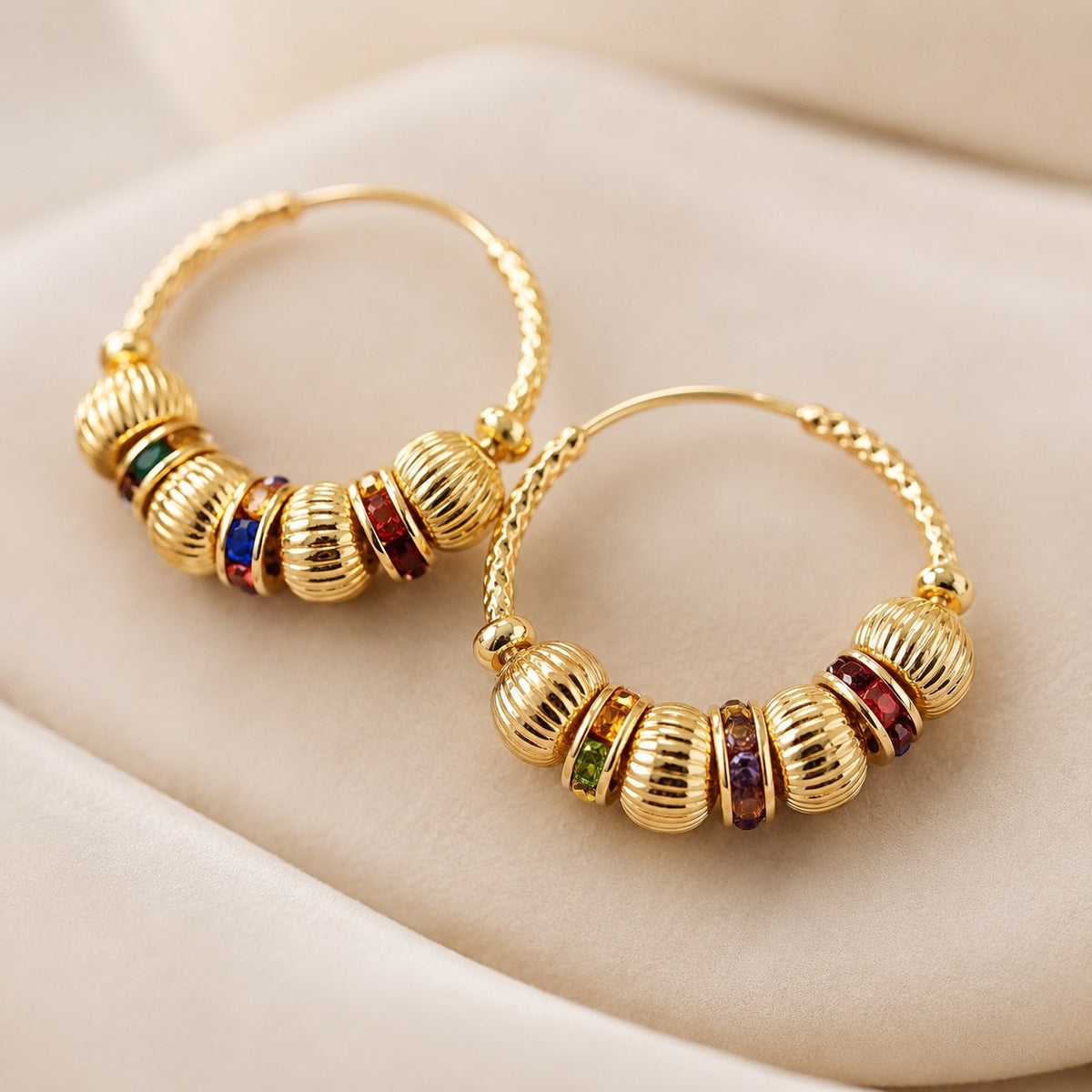 Aurelia Bead Hoop Earrings close detail view