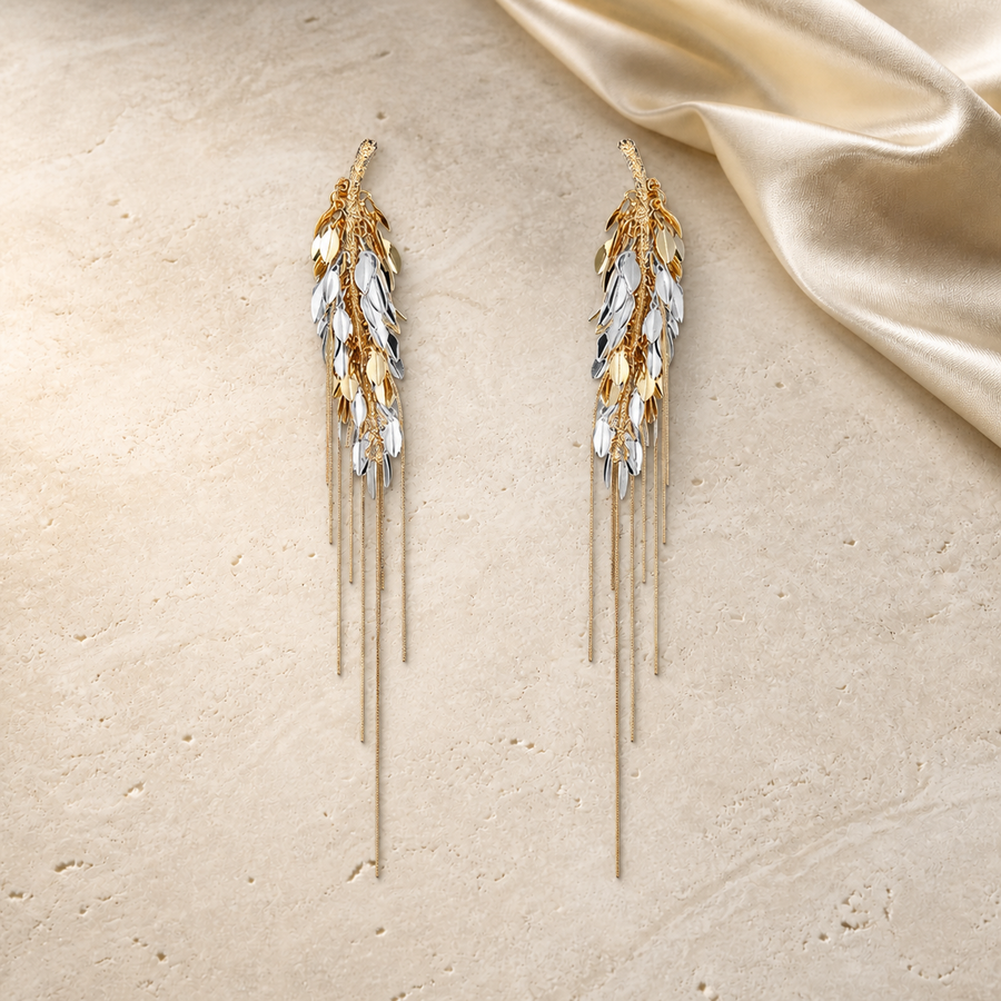 Aurelia Cascade Earrings in gold and silver
