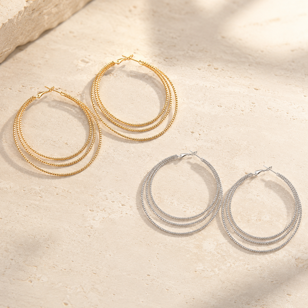 Aurelia Triple Hoop Earrings – Lyastone Jewellery