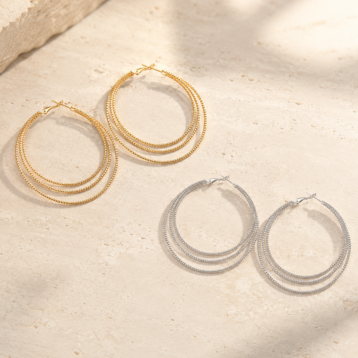 Aurelia Triple Hoop Earrings – Lyastone Jewellery