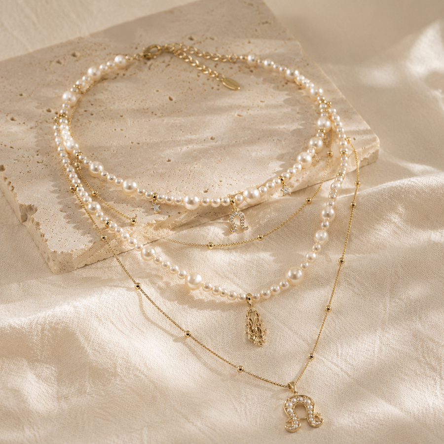 Aurora Equestrian Pearl Layered Necklace