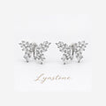 Lyastone butterfly zircon stud earrings in white-gold tone