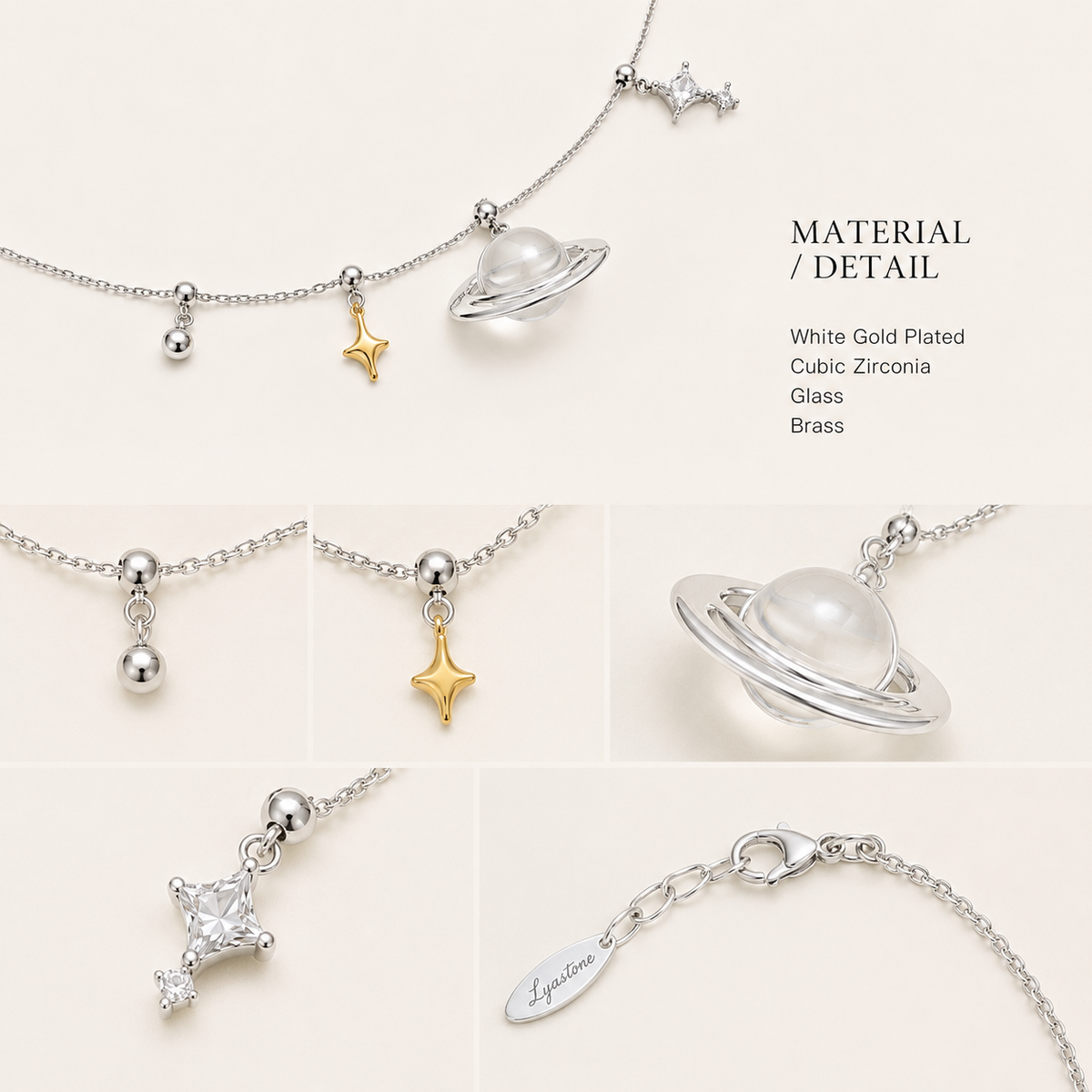 Celestial Drift Necklace material and detail view