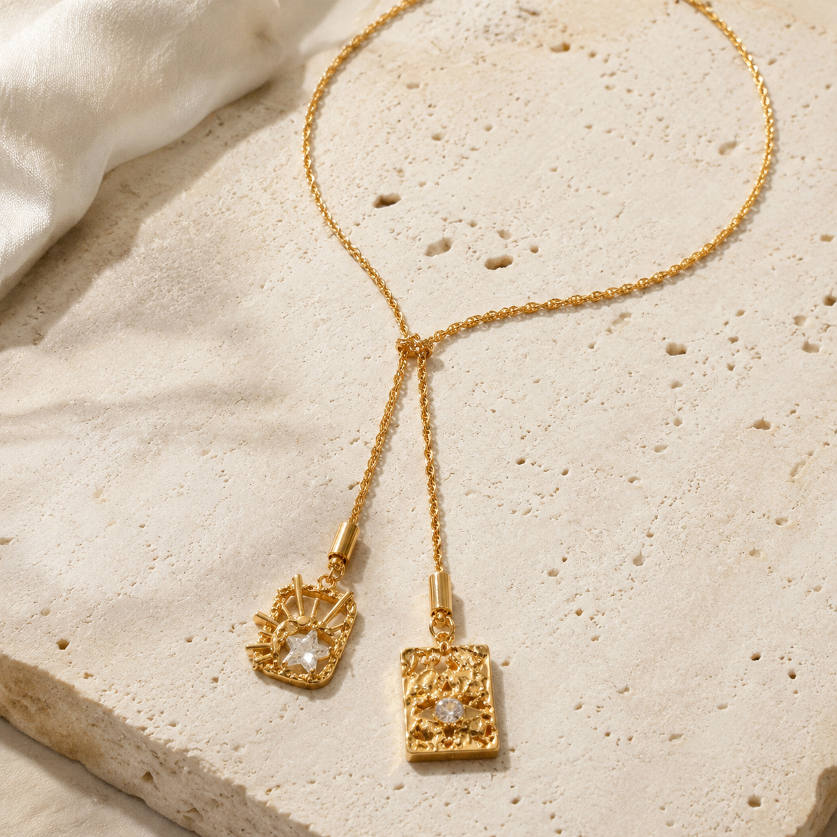 Celestial Duo Lariat Necklace