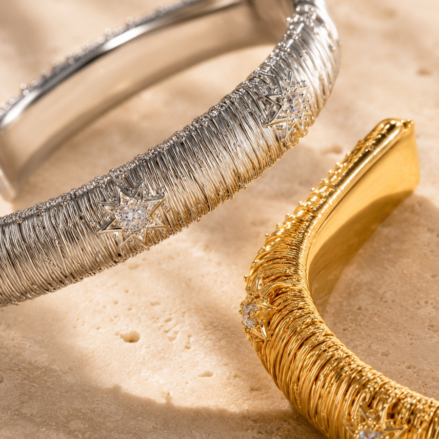 Close-up detail of Dreamweave Star Open Cuff