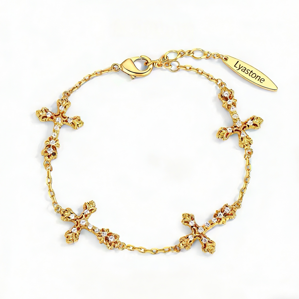 Vintage Relief Cross Bracelet