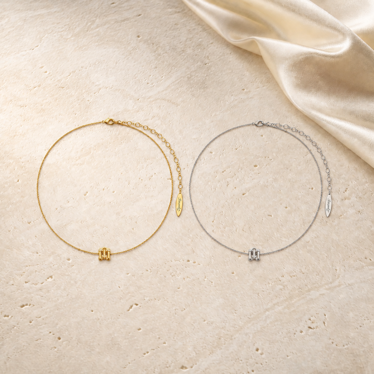 Fortuna Bead Necklace in gold and silver