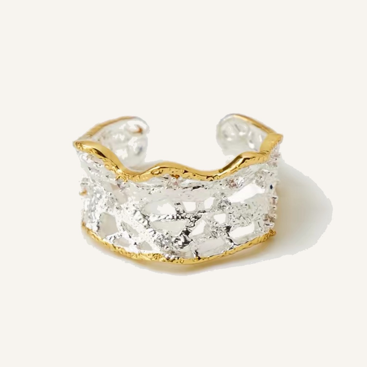 Two-tone Lacework Sculptural Open Ring product view