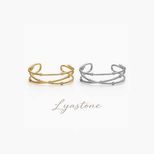 Lyastone Serena Crossed Cuff Bracelet in gold and silver