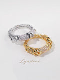 Lyastone Valeria Crystal Braid Ring in gold and silver