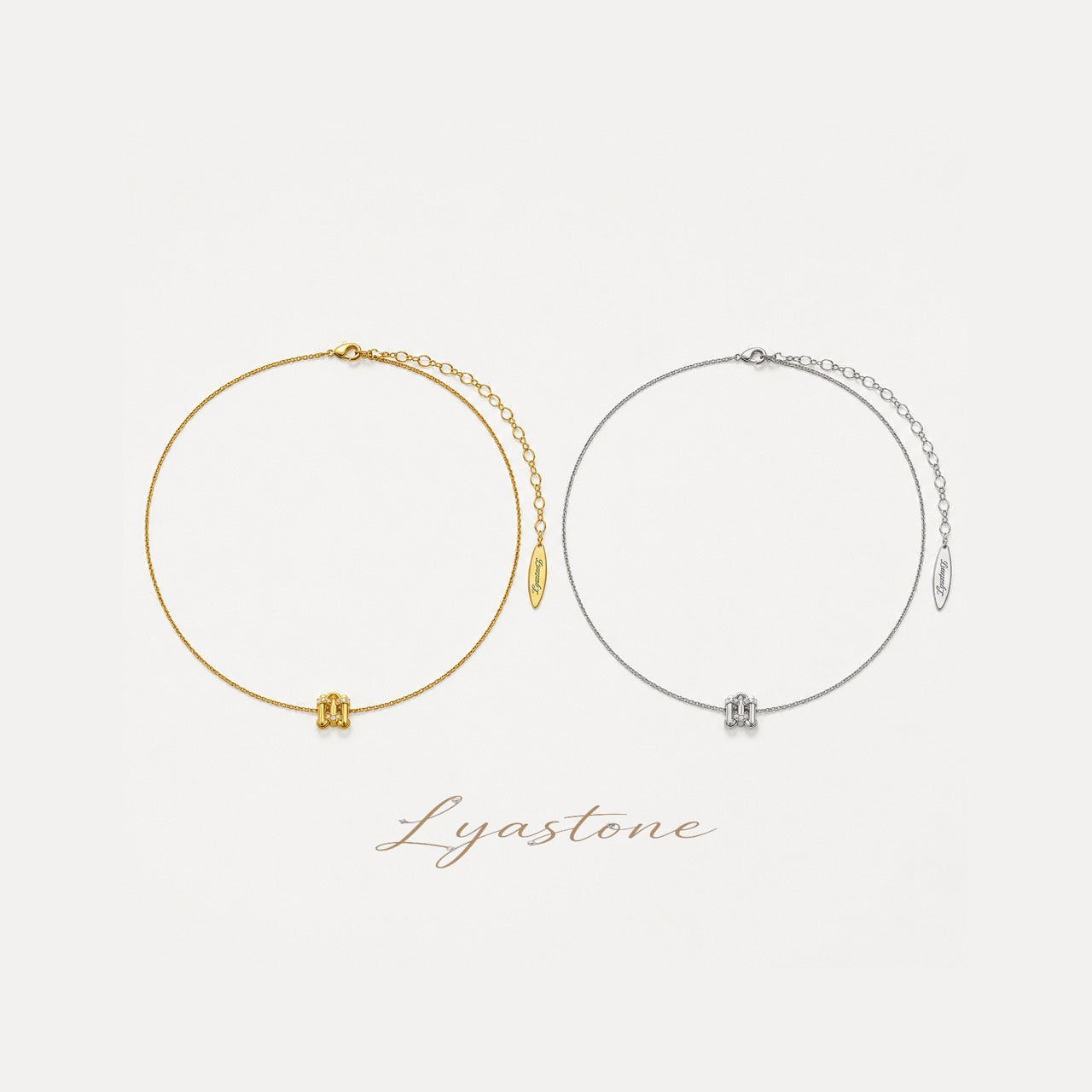 Eternal Link Necklace in gold and silver tone with cubic zirconia by Lyastone