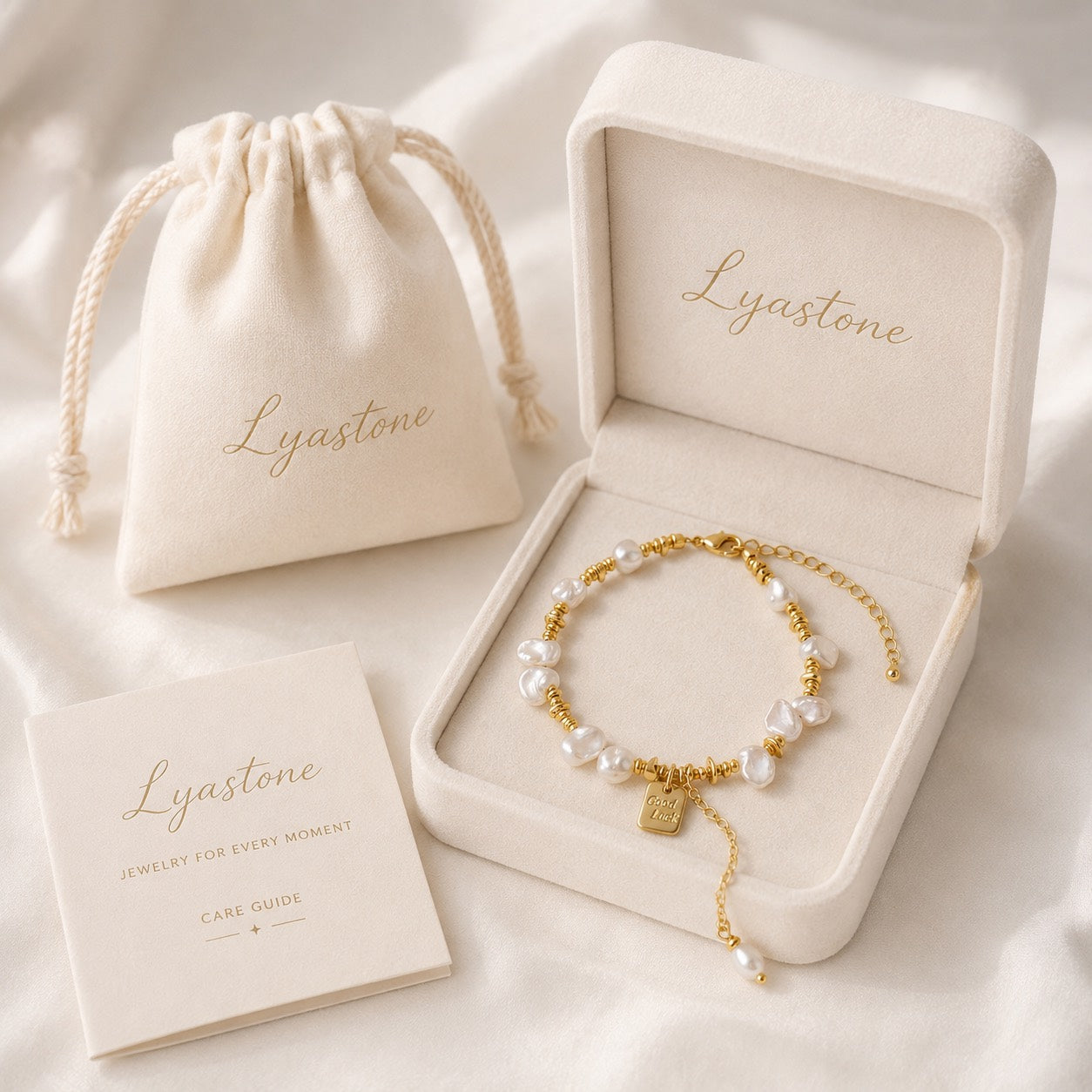Good Luck Baroque Pearl Bracelet in Lyastone gift packaging