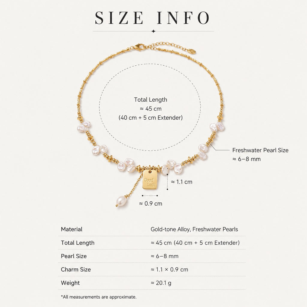 Size guide for Good Luck Baroque Pearl Necklace