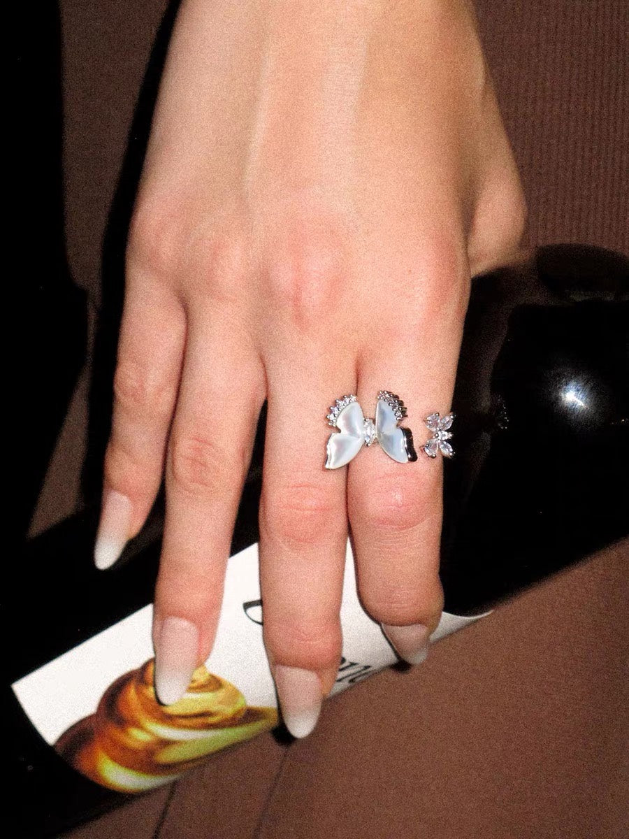 Moonveil Butterfly Ring worn on hand for evening styling