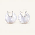 Nacre Disc Hoop Earrings in 925 sterling silver with white mother-of-pearl discs