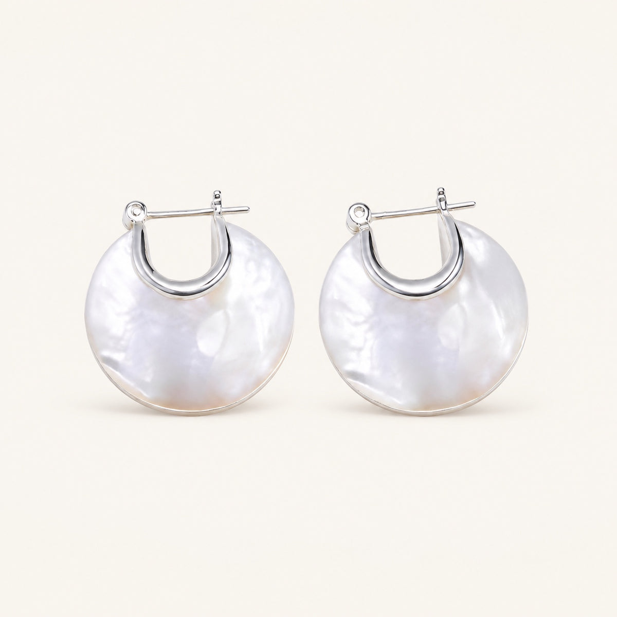 Nacre Disc Hoop Earrings