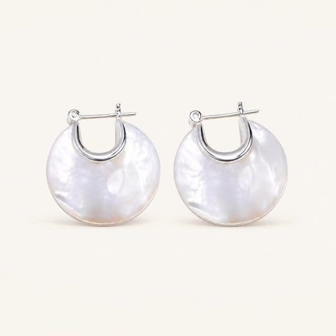 Nacre Disc Hoop Earrings