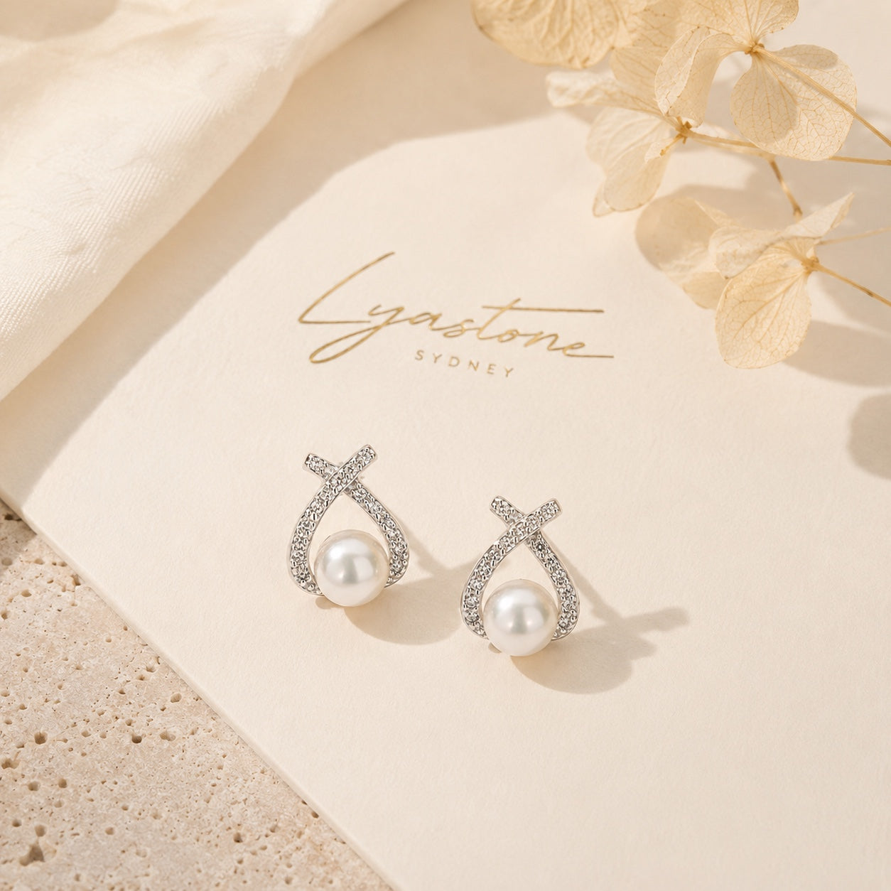 Lyastone Pearl Knot Studs freshwater pearl and sterling silver earrings