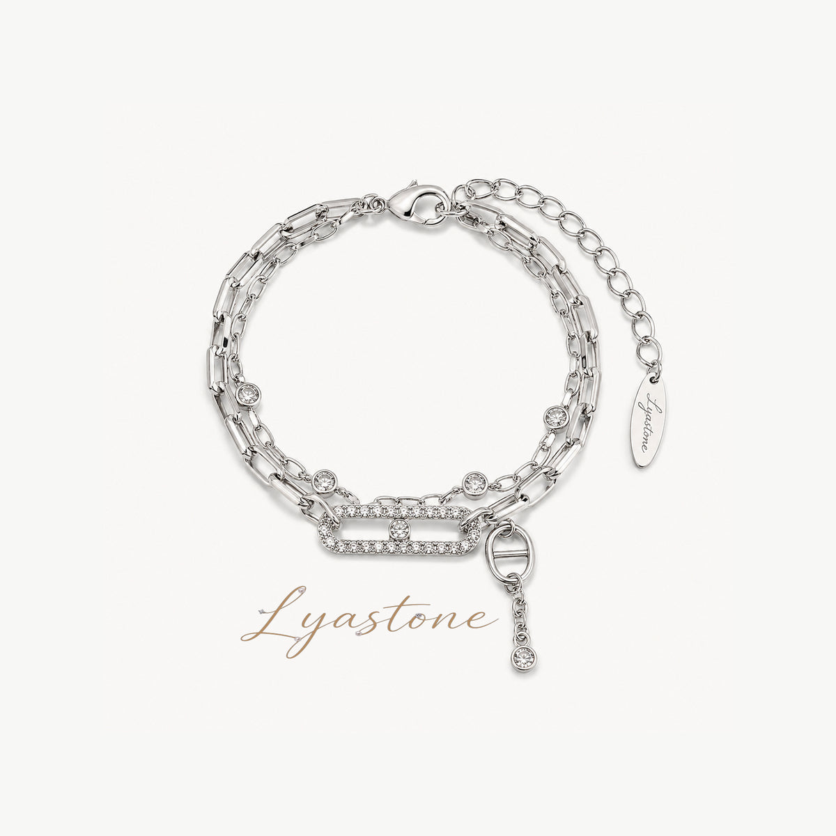 Lyastone Elara Crystal Link Bracelet in silver