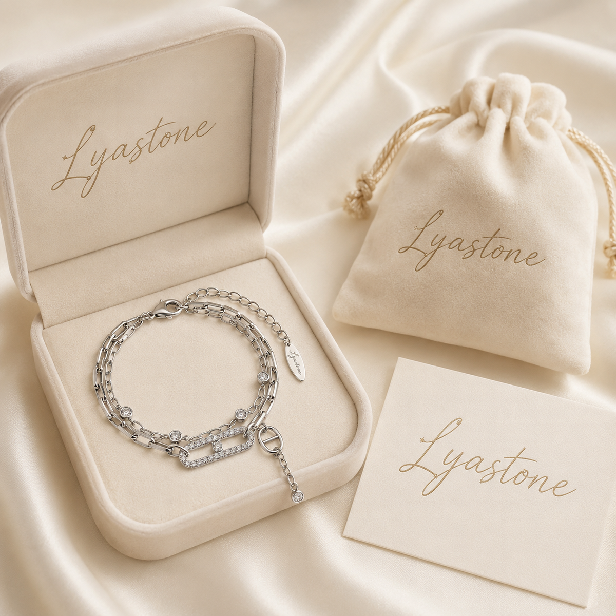 Lyastone Elara Crystal Link Bracelet gift packaging