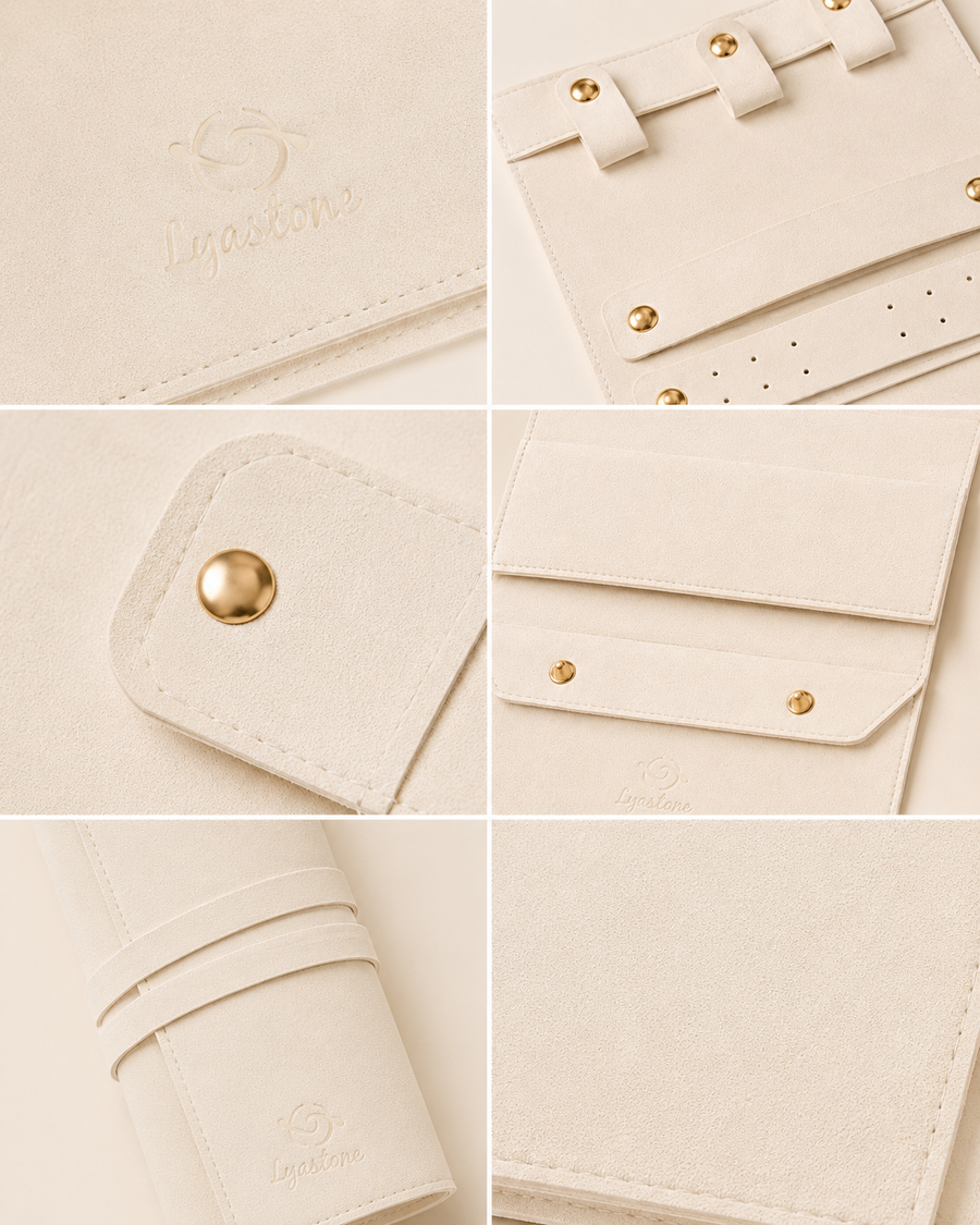 Lyastone travel jewellery roll close-up details