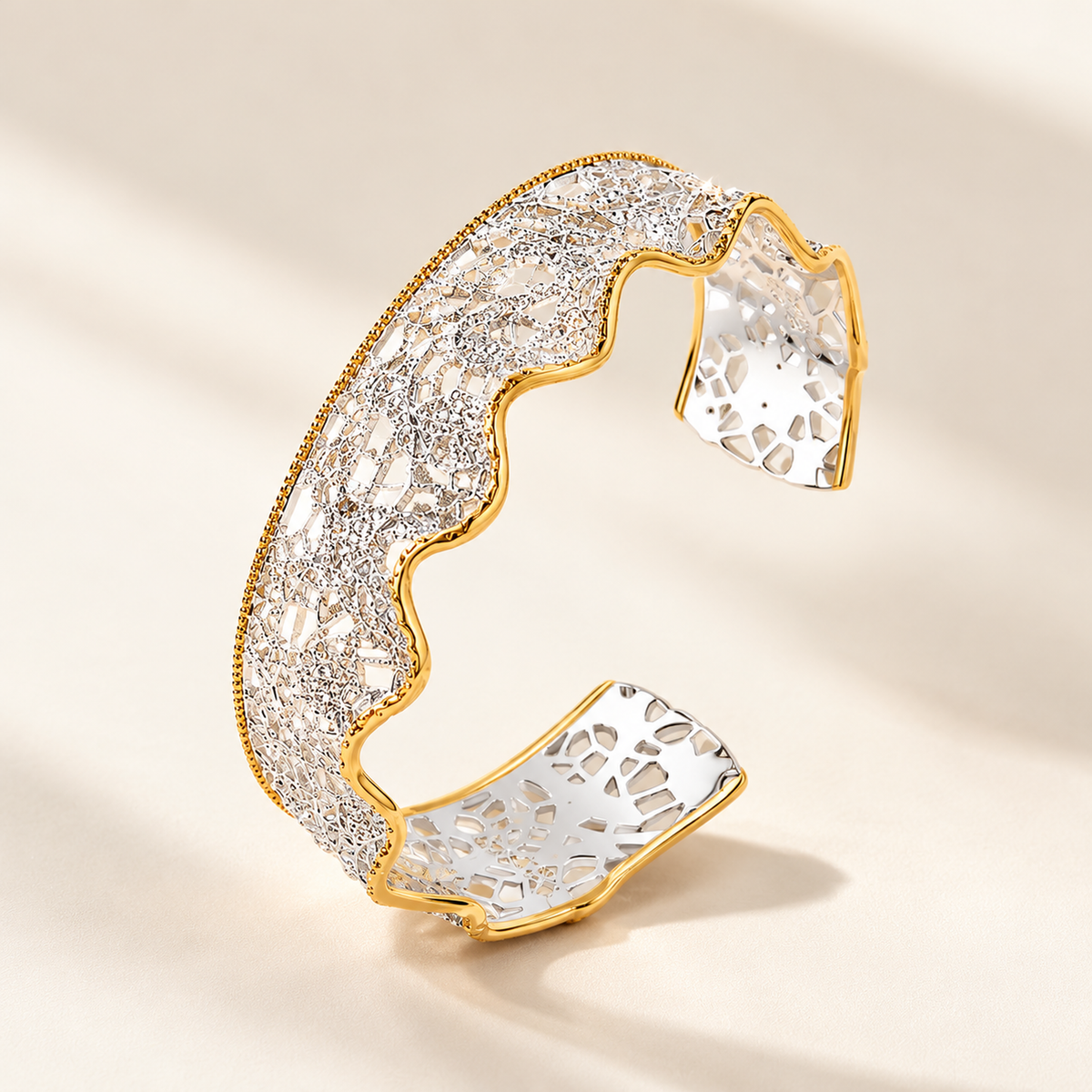 Venetian Lace Two-Tone Cuff Bracelet