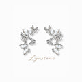 White mother of pearl butterfly drop earrings in silver tone by Lyastone