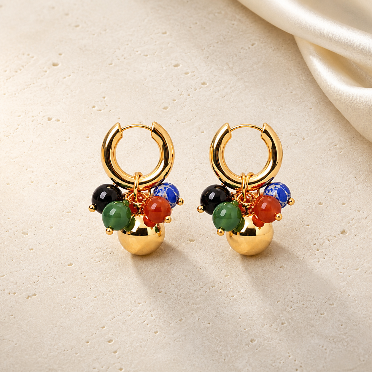 Mosaic Charm Huggie Earrings – Lyastone Jewellery