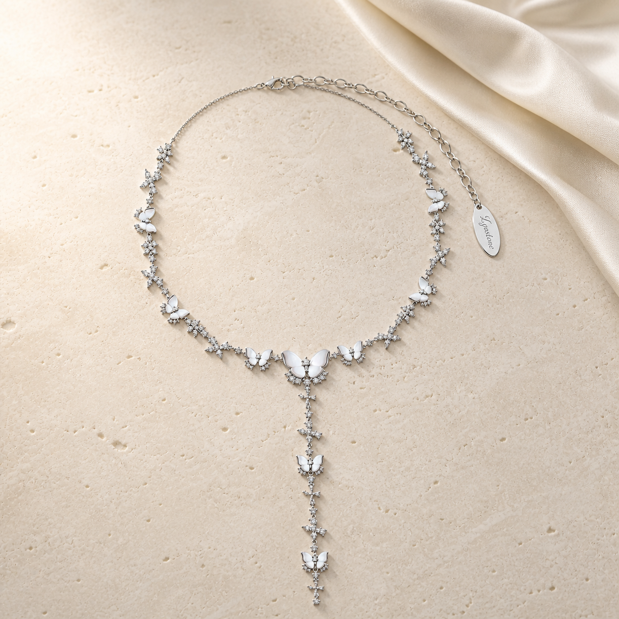 Natural White Mother-of-Pearl Butterfly Necklace – Lyastone Jewellery