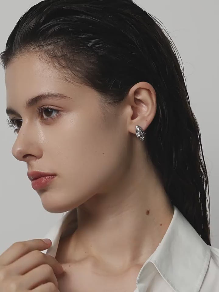 Miaofang stud earrings with zircon