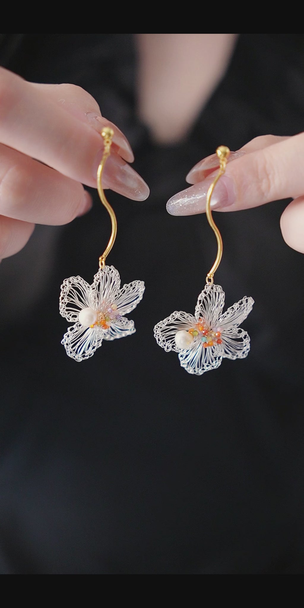 Natural stone flower earrings