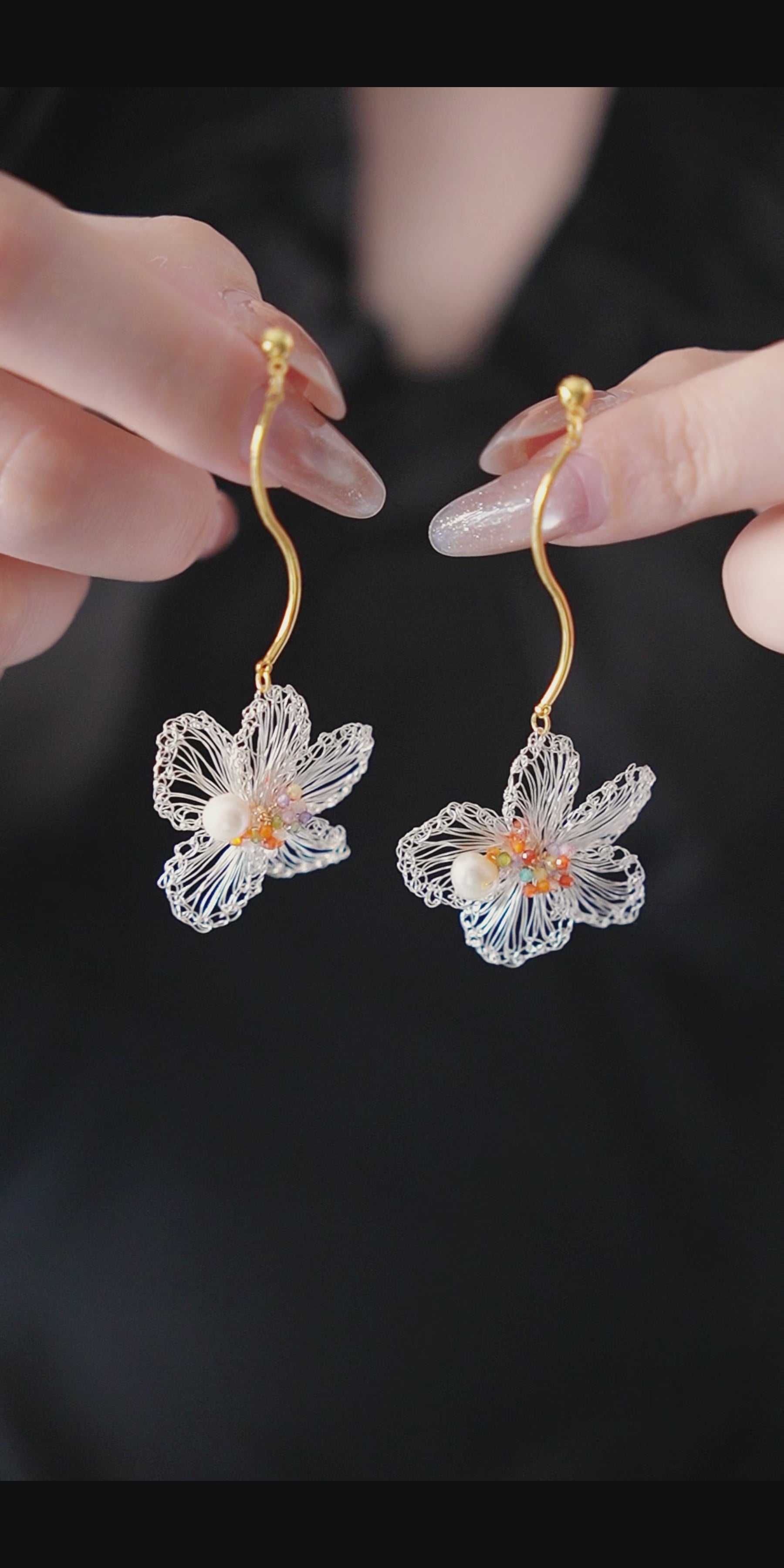 Natural stone flower earrings