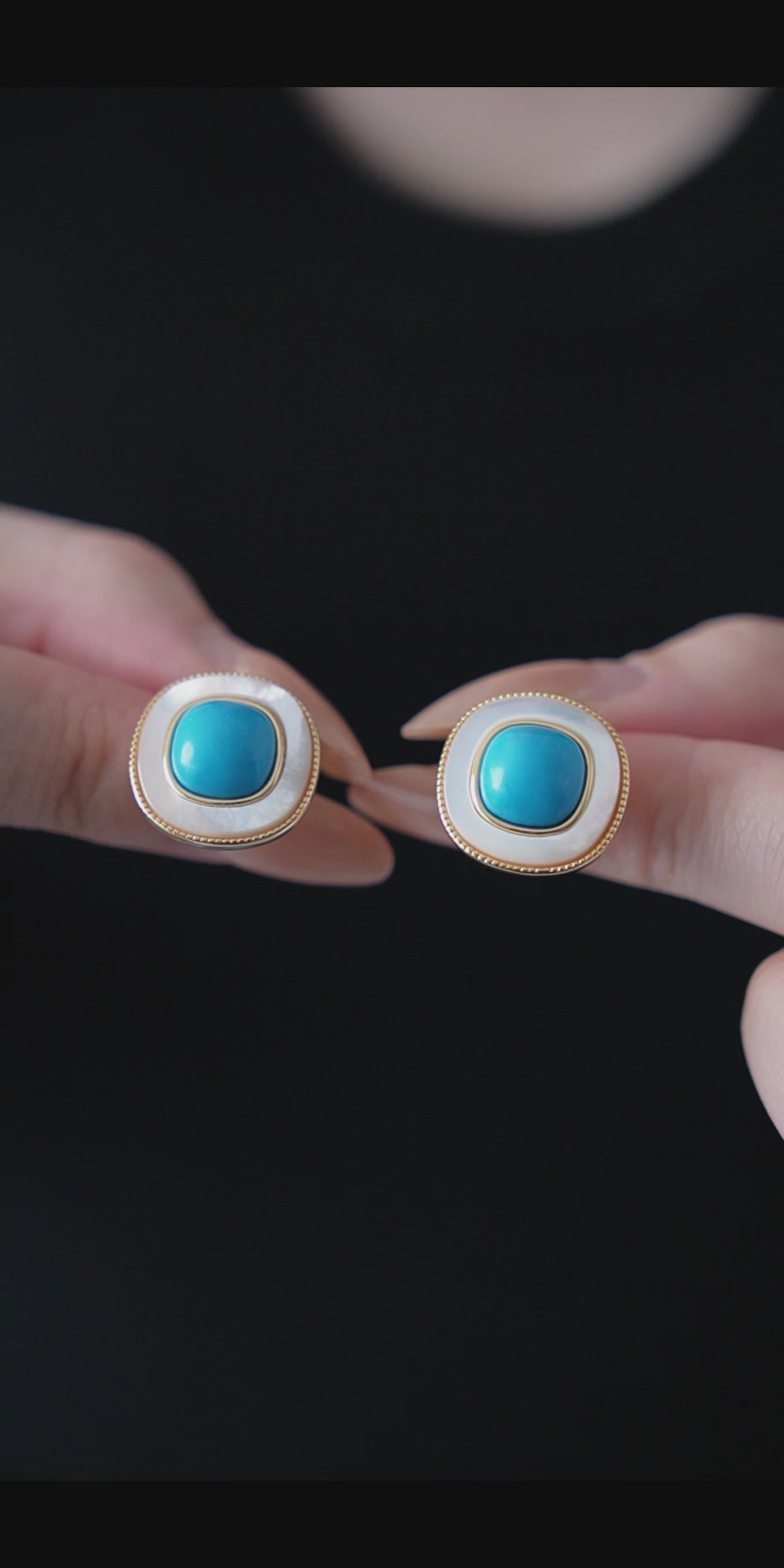 Tiger eye enamel stud earrings