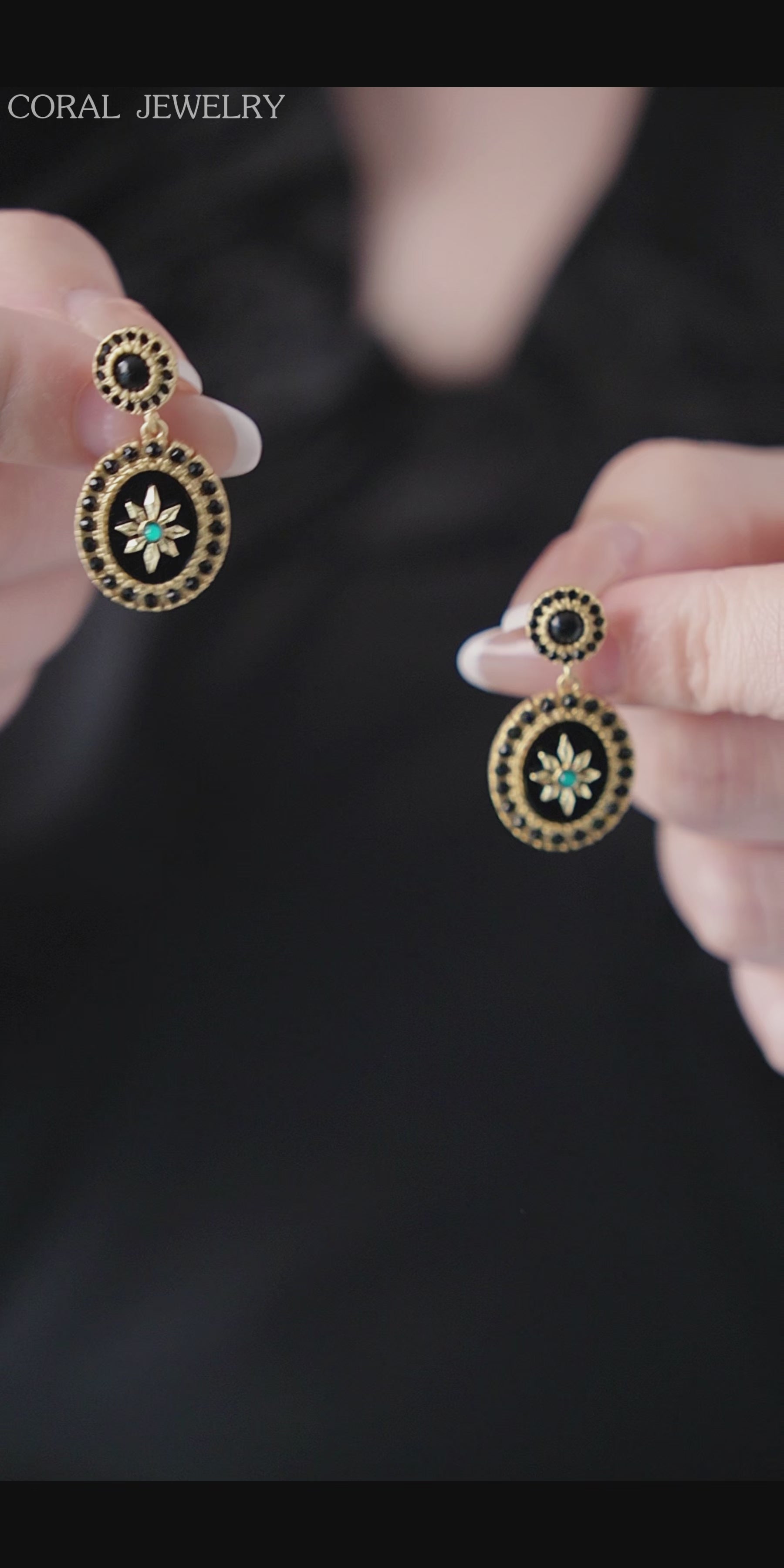 Vintage medallion drop earrings in 18K gold