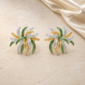 Sorrento Earrings in silver gold and green